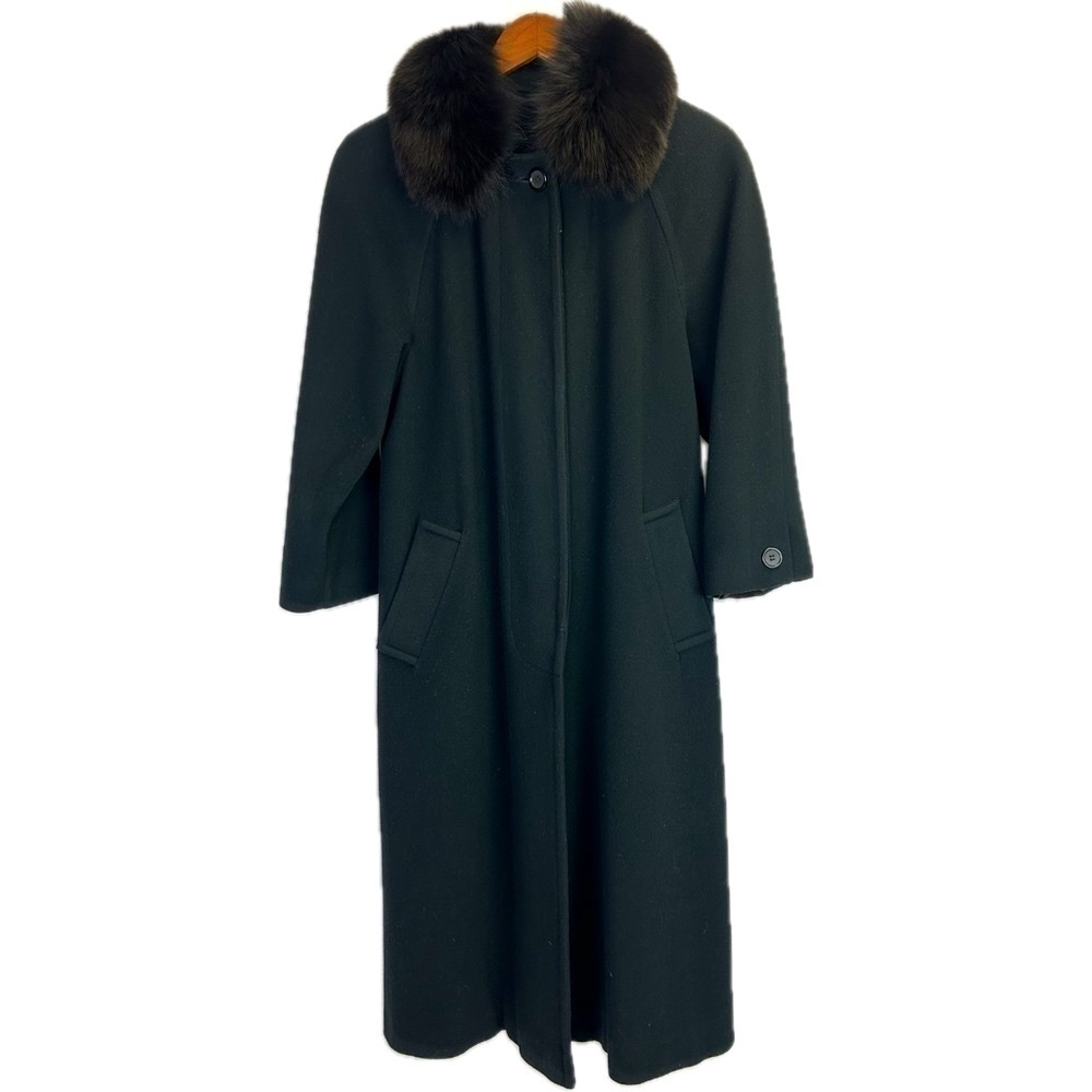 Glamorous Marvin Richards Lambswool Full Length Black Winter Coat with F…